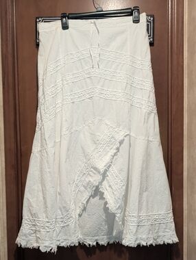 Giocam White Cotton A-hem Western Skirt L